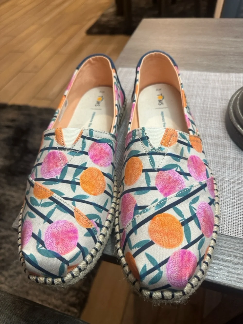 Toms Women's Canvas Espadrilles in Pink & Orange Fruit Print